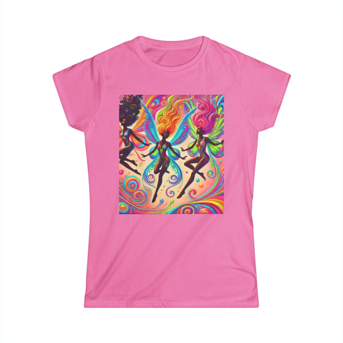 Colorful Fairy Women's Softstyle Tee - Whimsical Graphic T-Shirt for Creative Souls