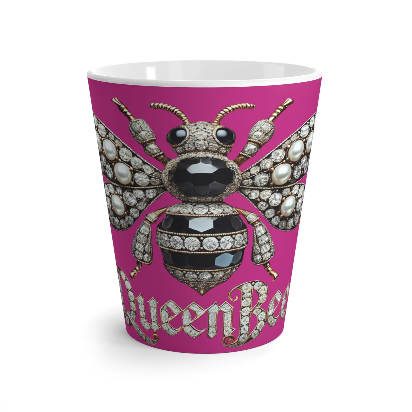 Queen Bee Rhinestone Latte Mug - Stylish Coffee Cup for Trendsetters