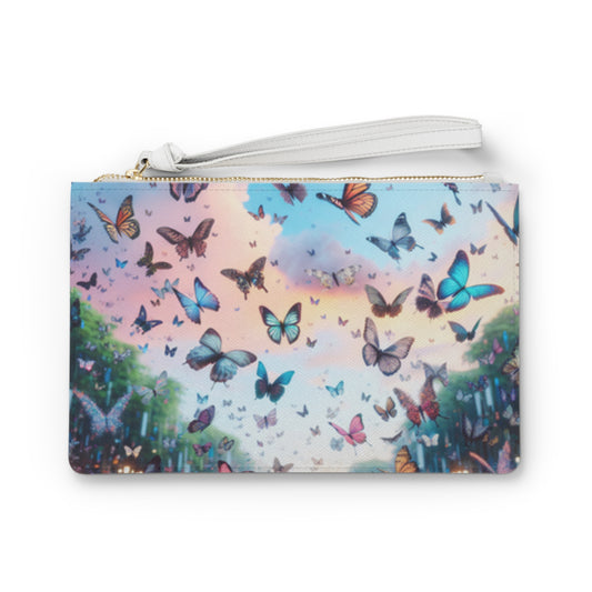 Butterfly Garden Clutch Bag - Colorful, Eco-Friendly Pouch for Women