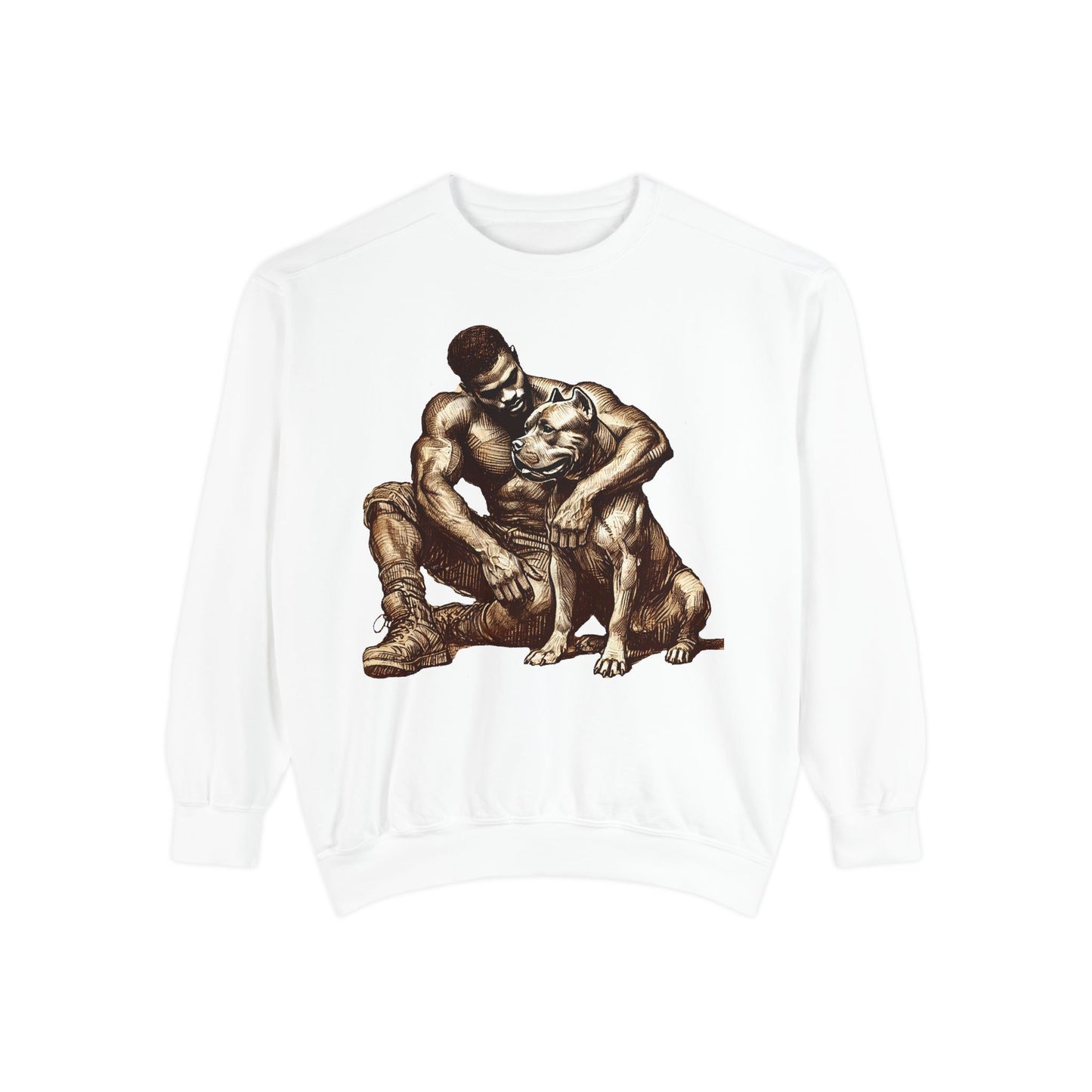 Embrace Sweatshirt - Comfortable Unisex Style Featuring Man and Dog Design