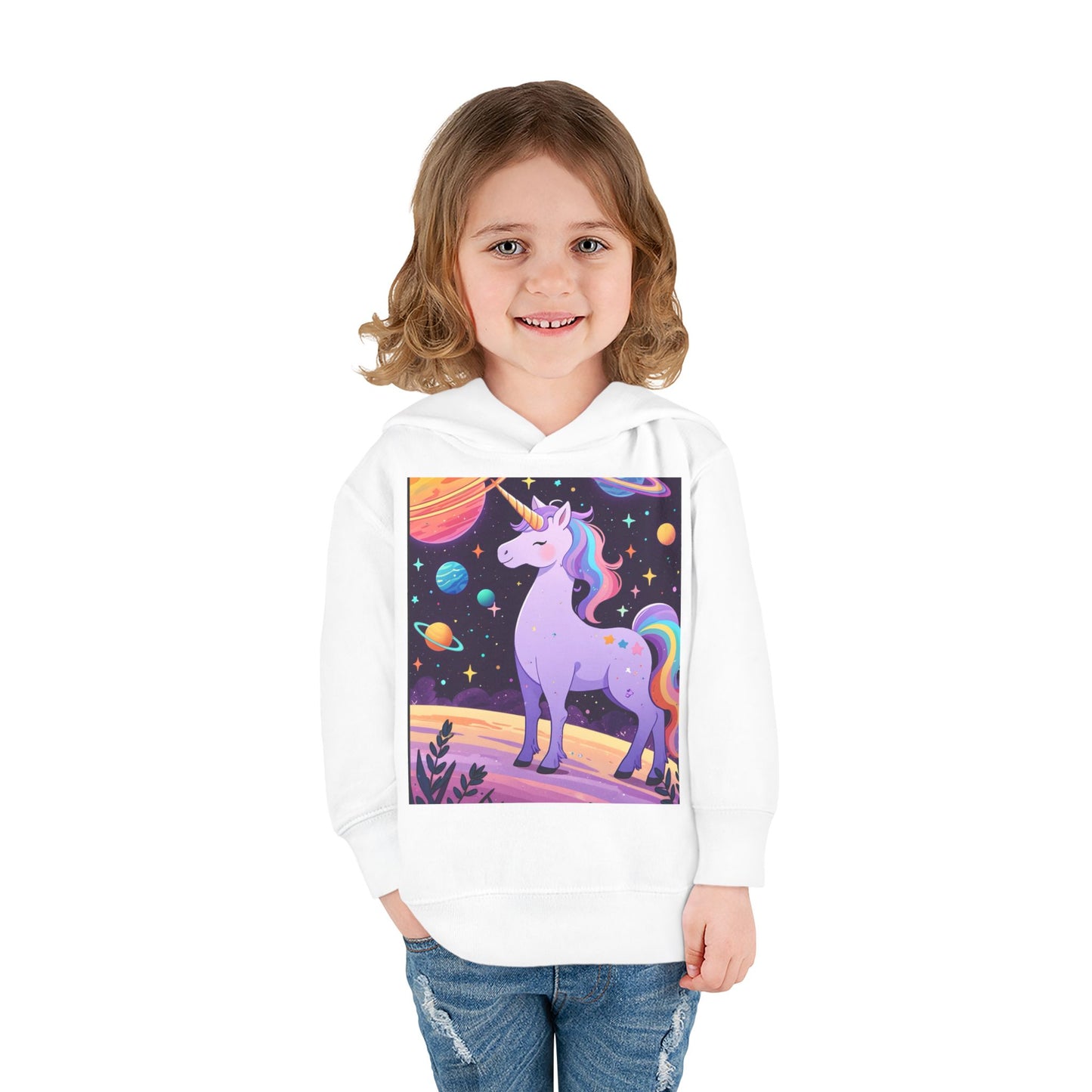 Magical Unicorn Toddler Fleece Hoodie - Cozy Space-Themed Pullover for Kids