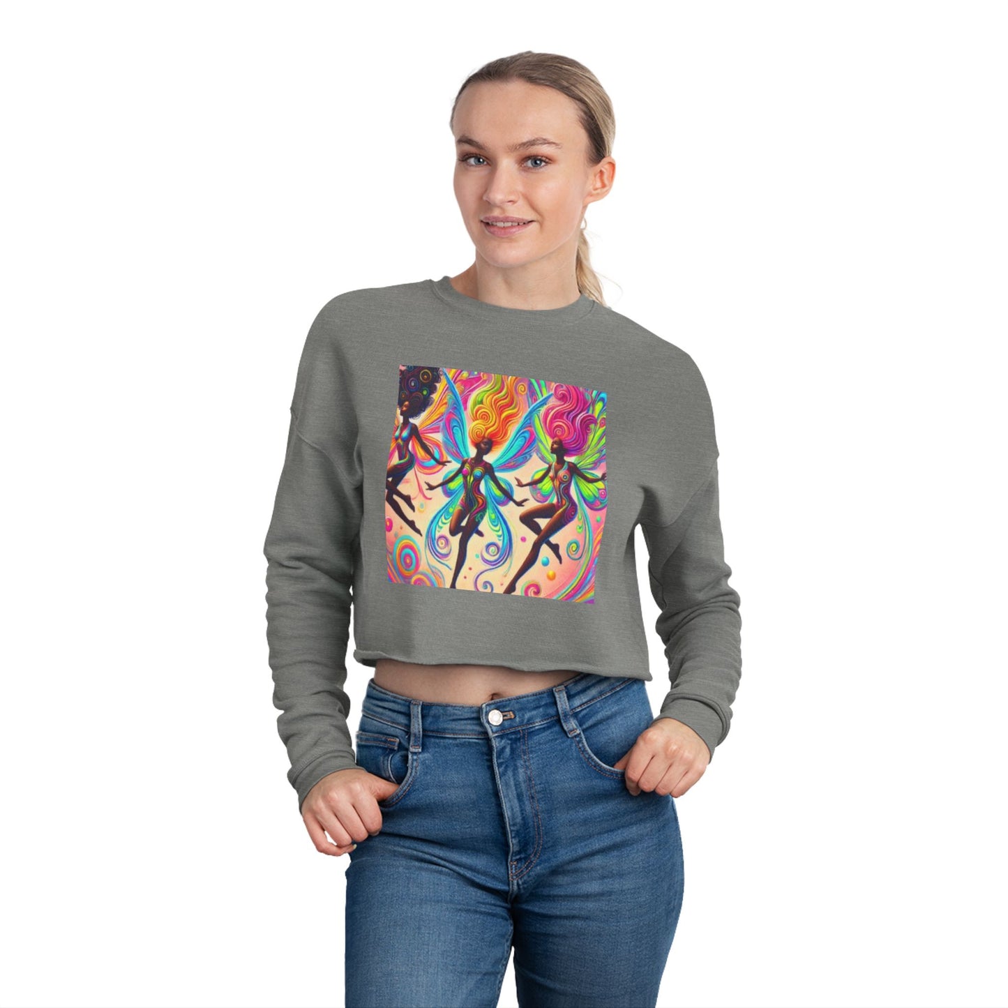 Colorful Fairy Women’s Cropped Sweatshirt - Trendy & Stylish for Everyday Wear