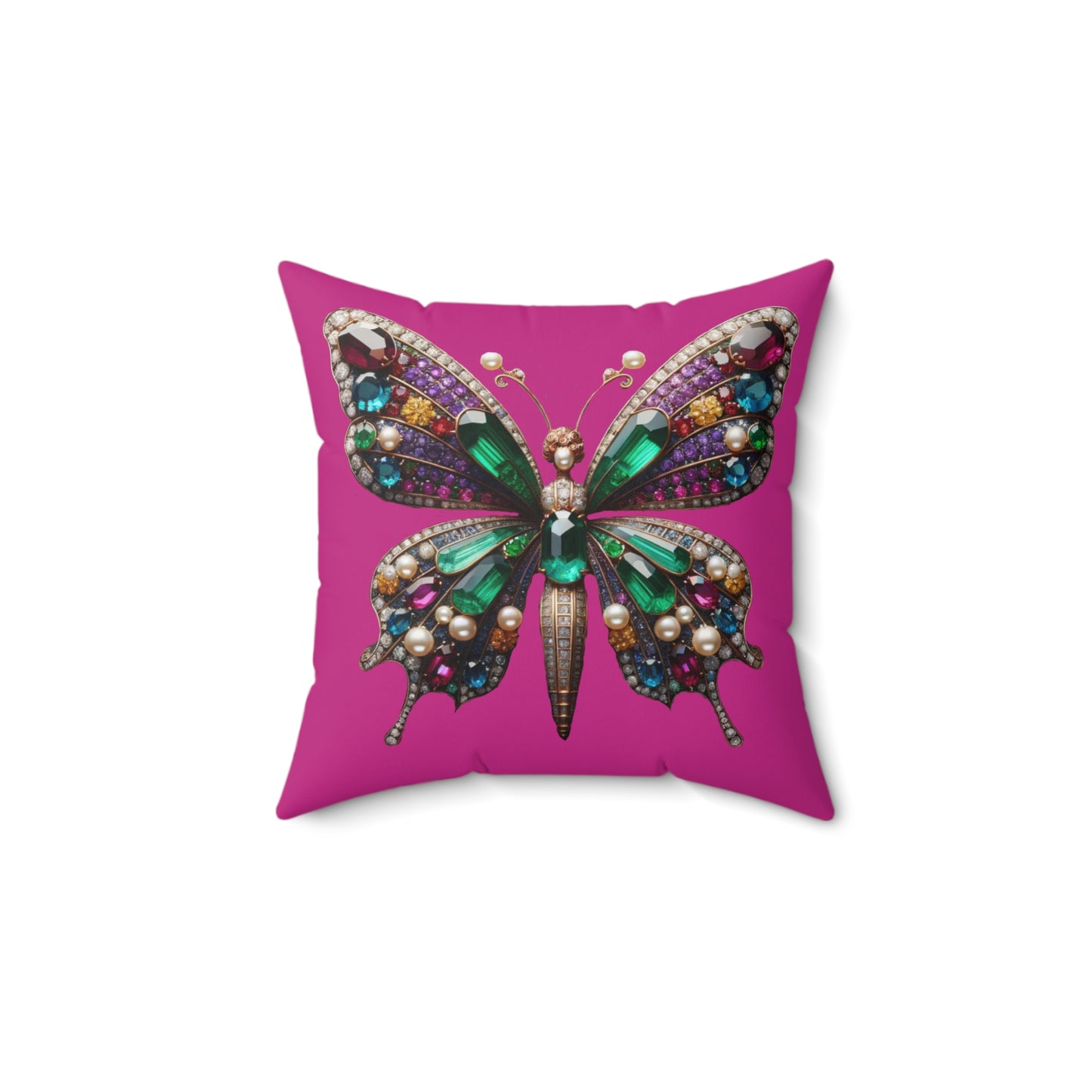 Vibrant Butterfly Decorative Pillow - Colorful Jewel-Inspired Accent Cushion