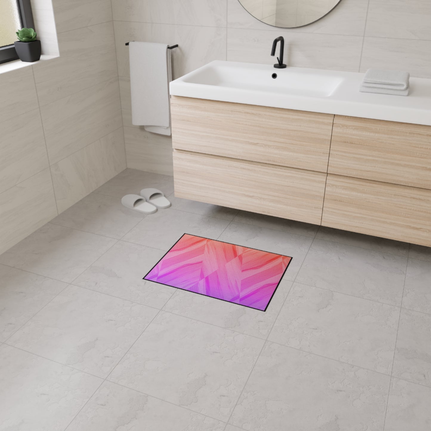 Stylish Heavy Duty Floor Mat - Elegant Pink Abstract Design for Home & Office