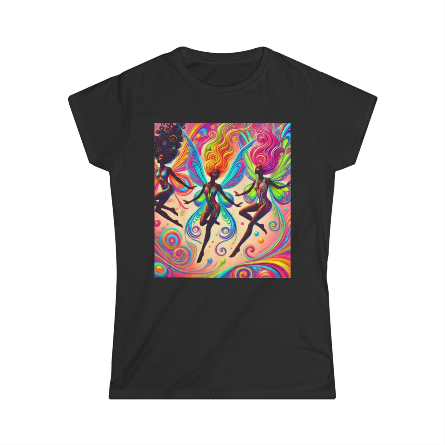 Colorful Fairy Women's Softstyle Tee - Whimsical Graphic T-Shirt for Creative Souls