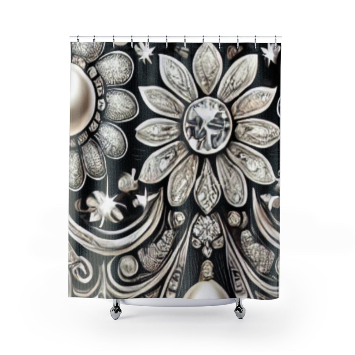 Elegant Floral Shower Curtain - Luxurious Bathroom Decor