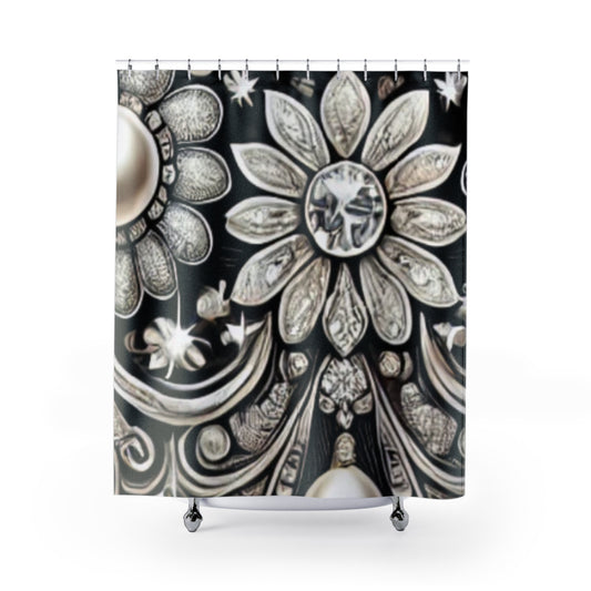 Elegant Floral Shower Curtain - Luxurious Bathroom Decor