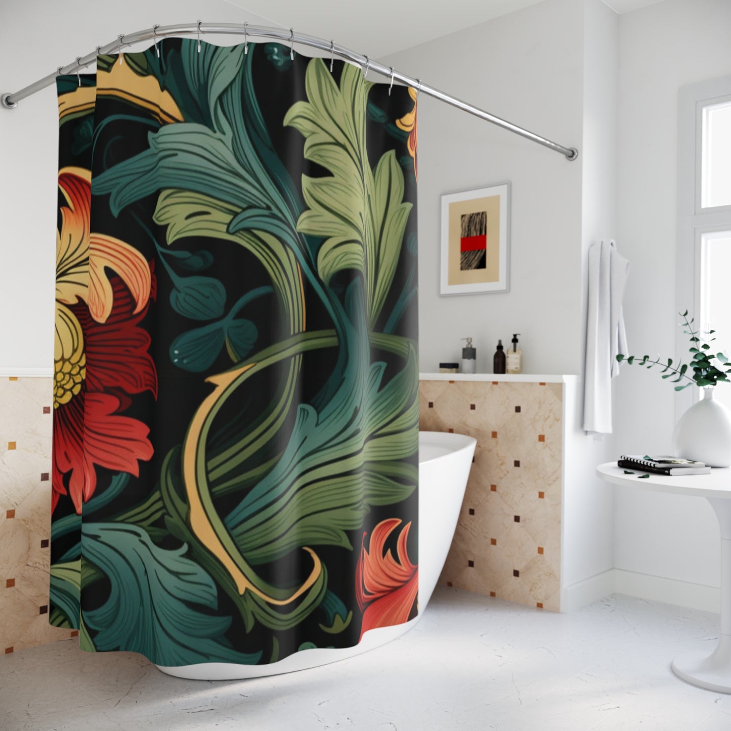 Bohemian Floral Shower Curtains - Vibrant Botanical Design for Home Decor
