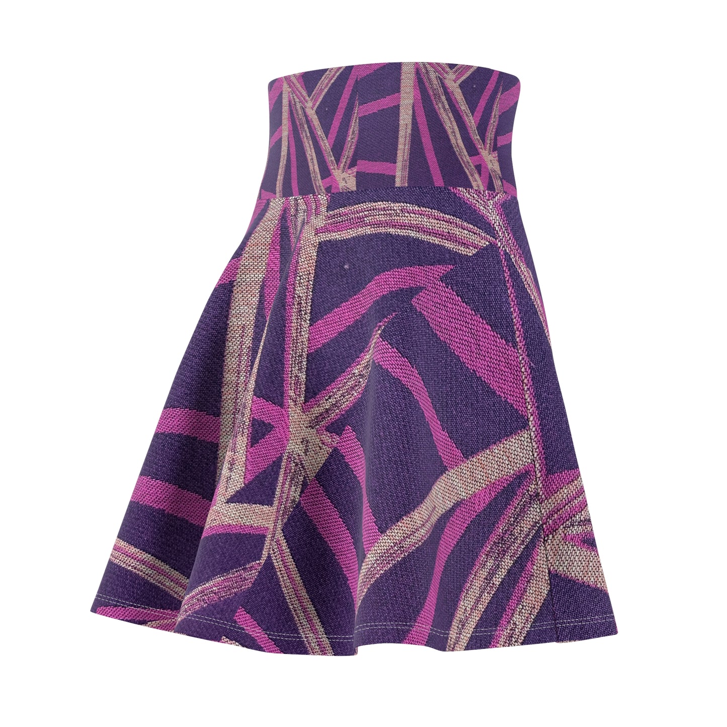 Chic Women's Skater Skirt - Purple Geometric Print
