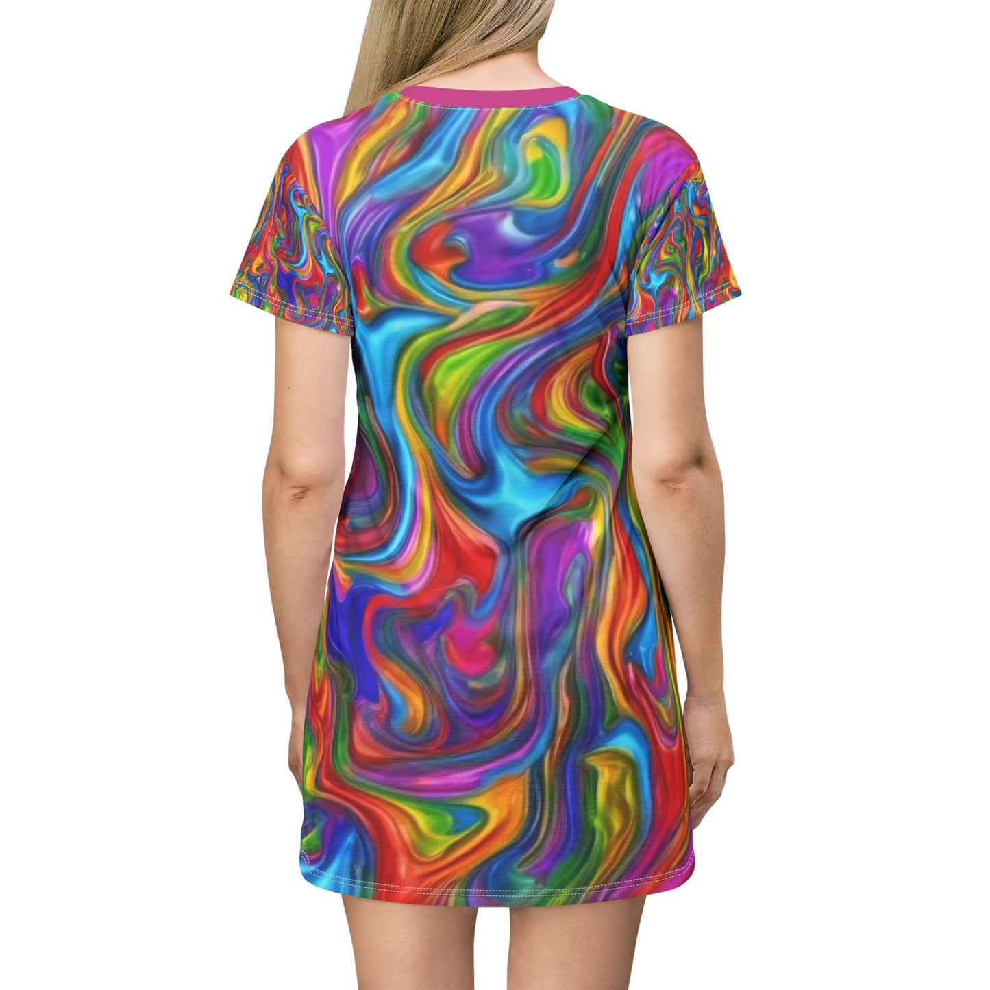 Colorful Swirl T-Shirt Dress – Vibrant Summer Fashion for Creative Souls