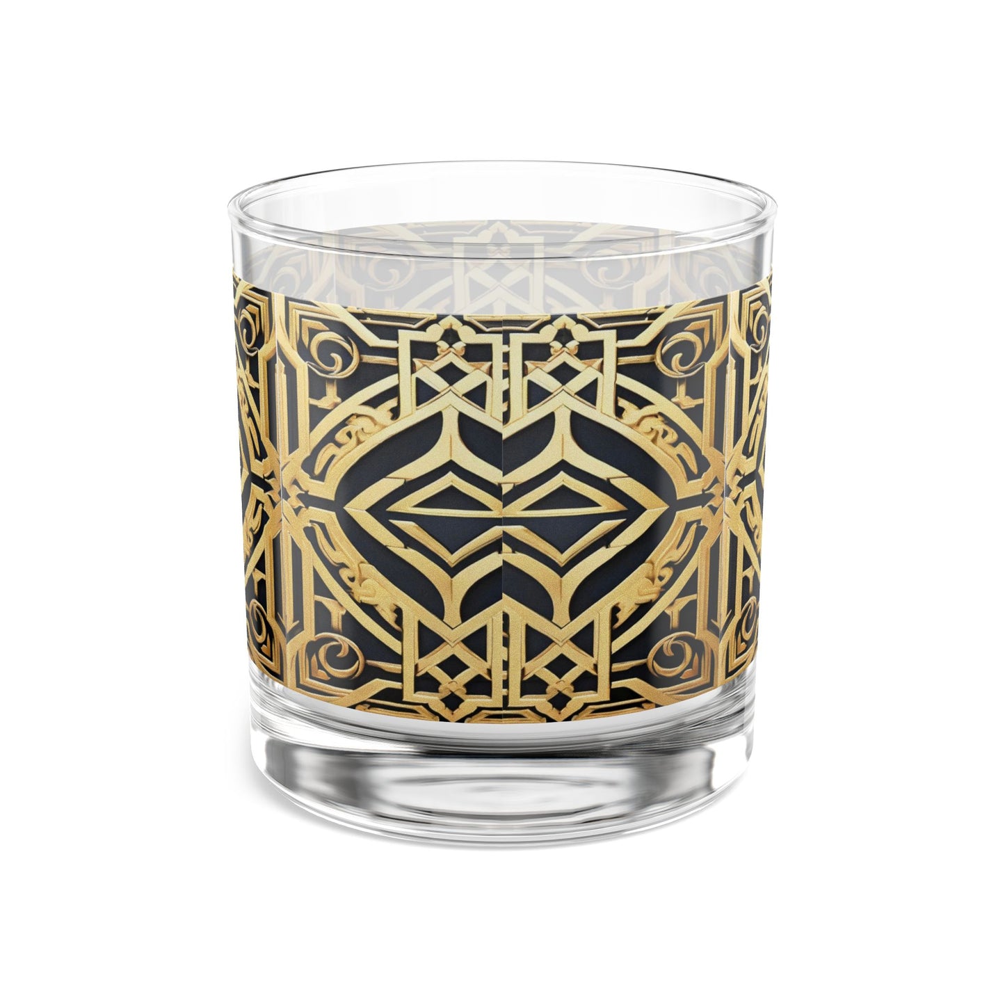 Elegant Gold Geometric Rocks Glass - Perfect for Cocktails & Special Occasions