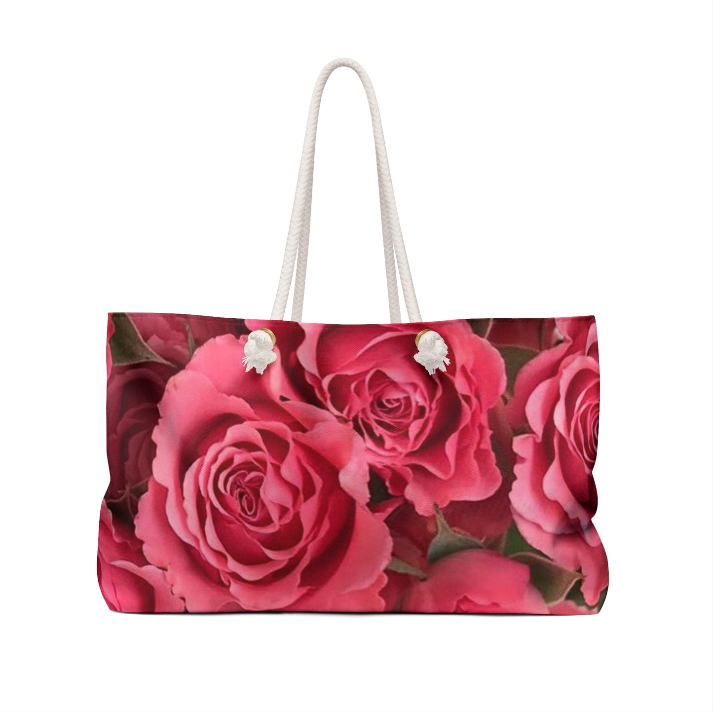 Floral Weekender Bag - Pink Roses Travel Tote for Weekend Getaways
