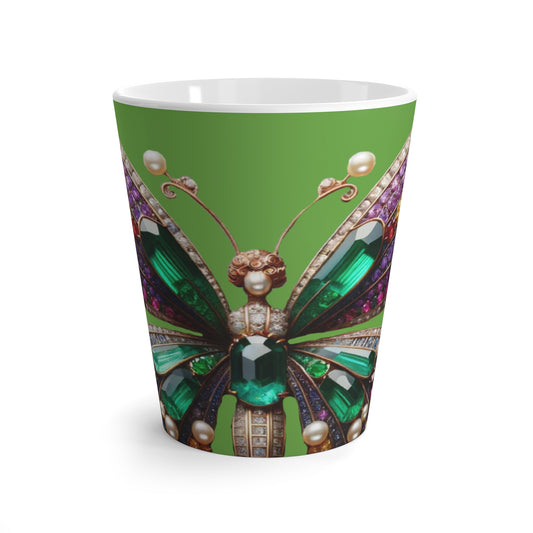 Elegant Butterfly Latte Mug - Colorful Gemstone Design for Nature Lovers
