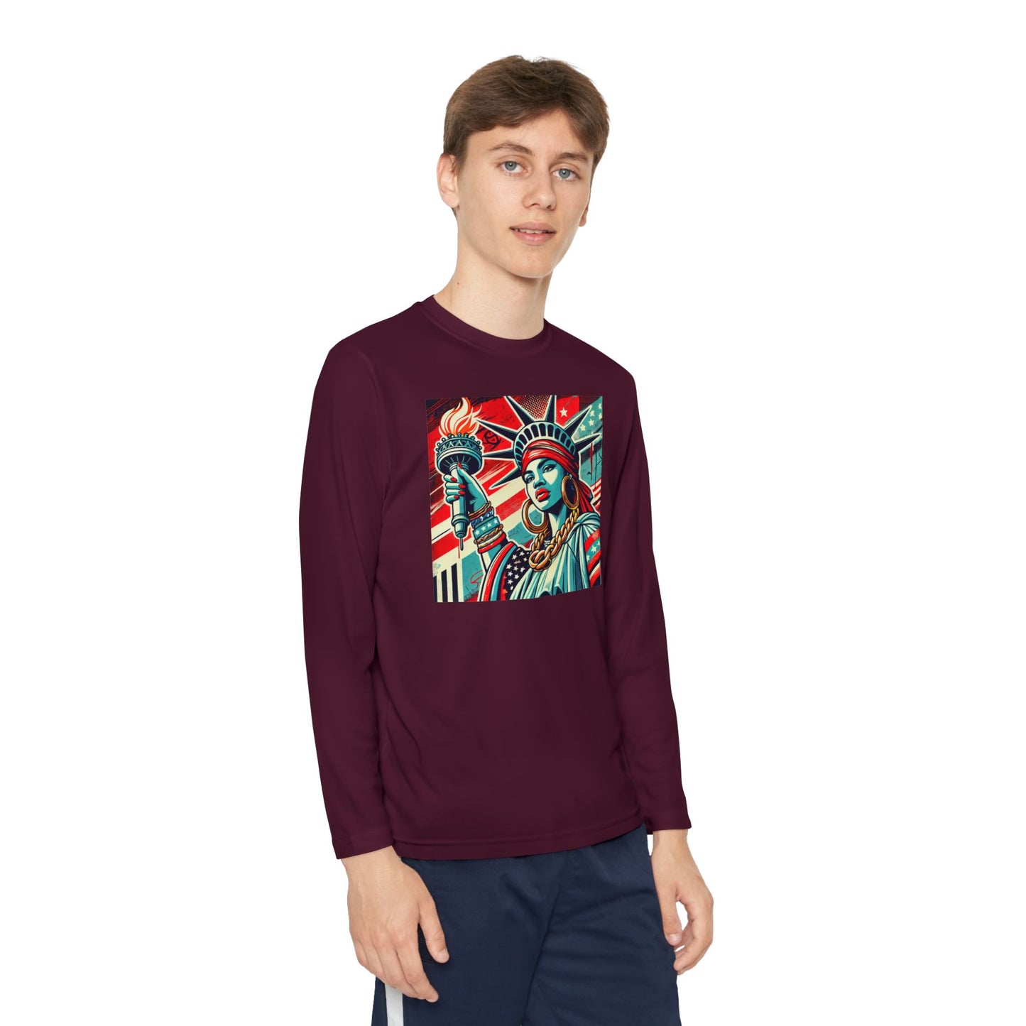 Youth Long Sleeve Tee - Statue of Liberty Graphic - Adventure Ready Apparel