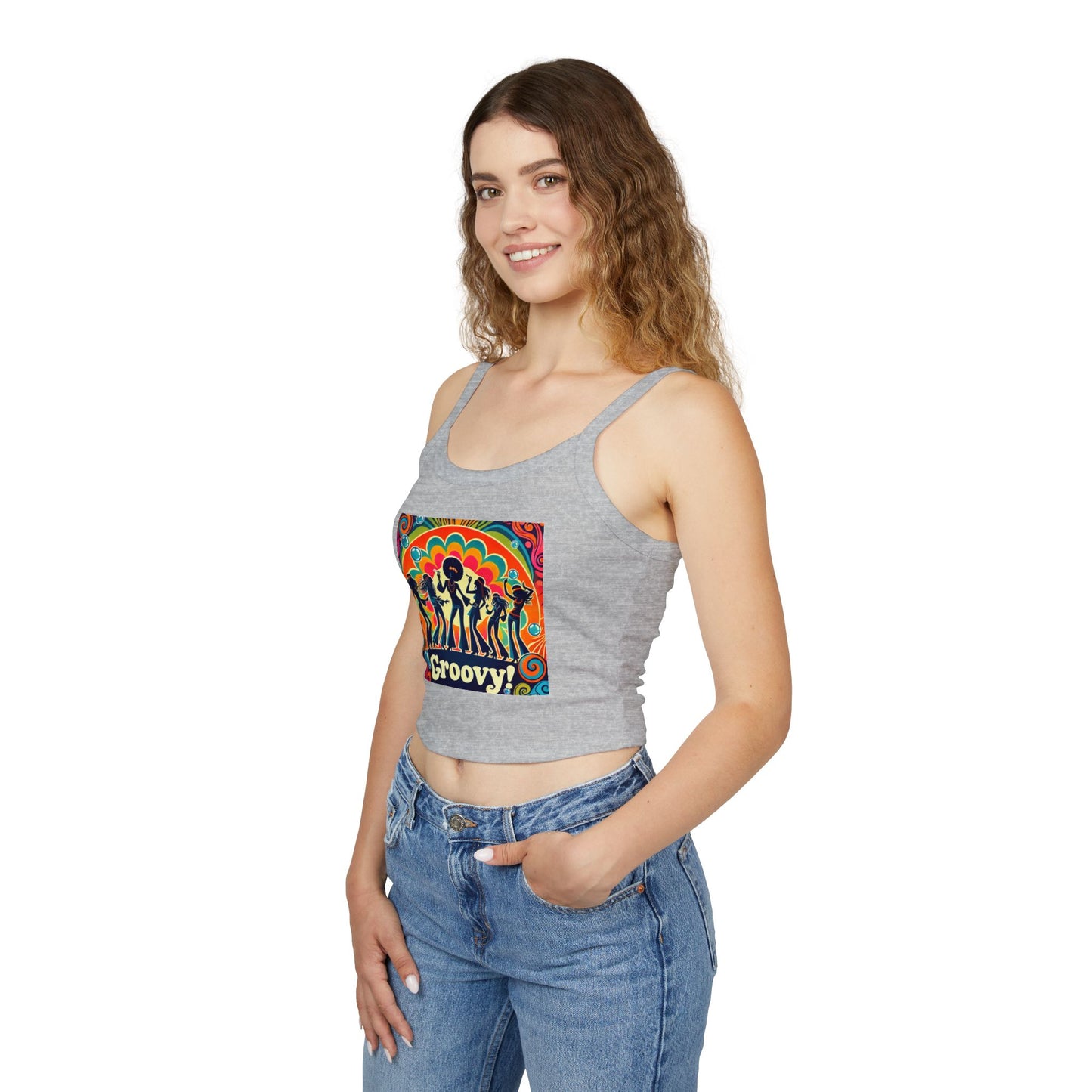 Groovy Women’s Spaghetti Strap Tank Top - Retro Style Summer Shirt