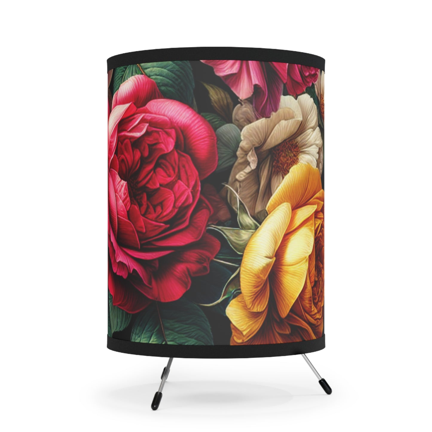 Floral Tripod Lamp with High-Res Printed Shade - Perfect for Home Decor & Gifts