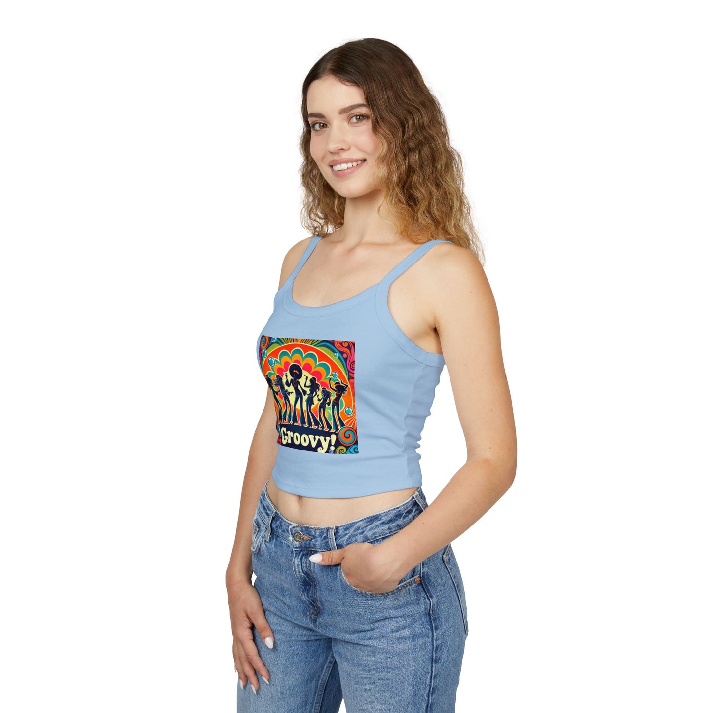 Groovy Women’s Spaghetti Strap Tank Top - Retro Style Summer Shirt