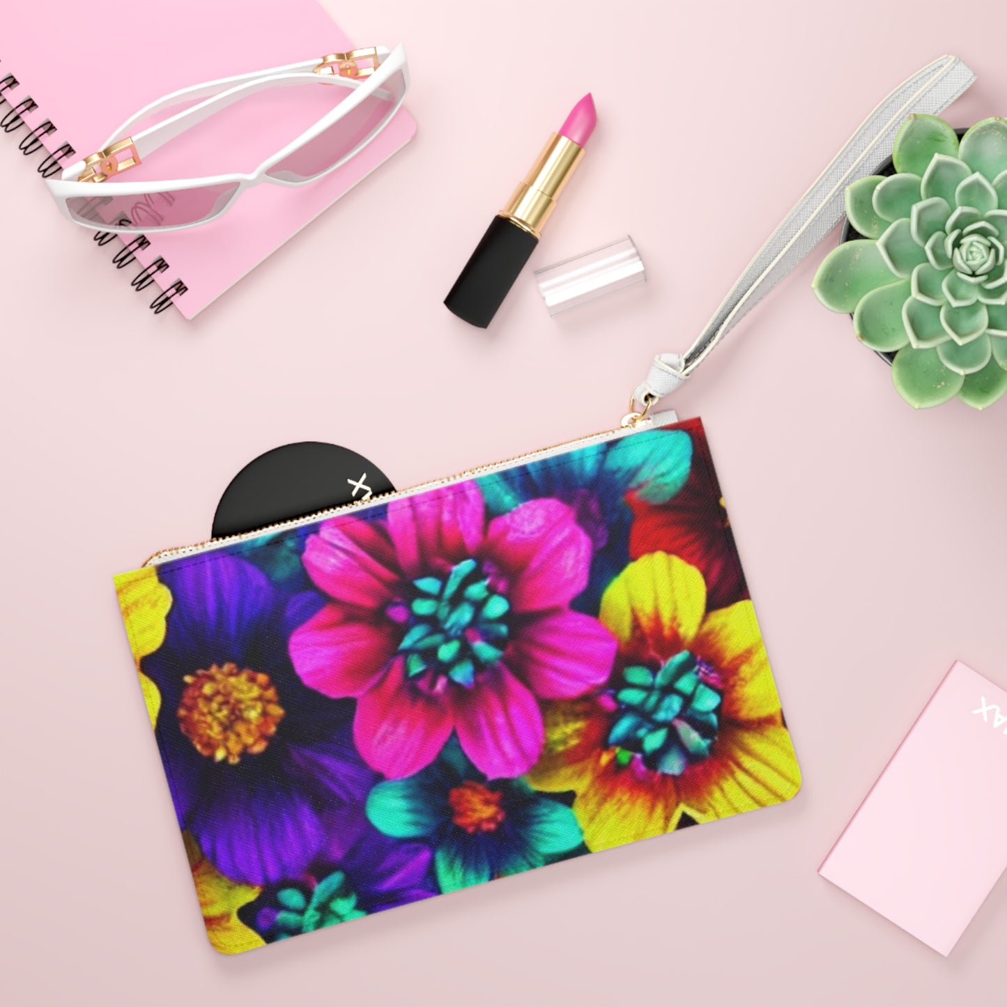 Vibrant Floral Clutch Bag - Colorful Wristlet for Everyday Use