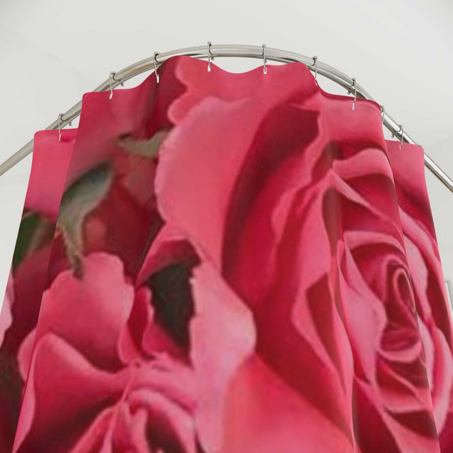 Romantic Floral Shower Curtain - Pink Roses Design for Elegant Bathroom Decor