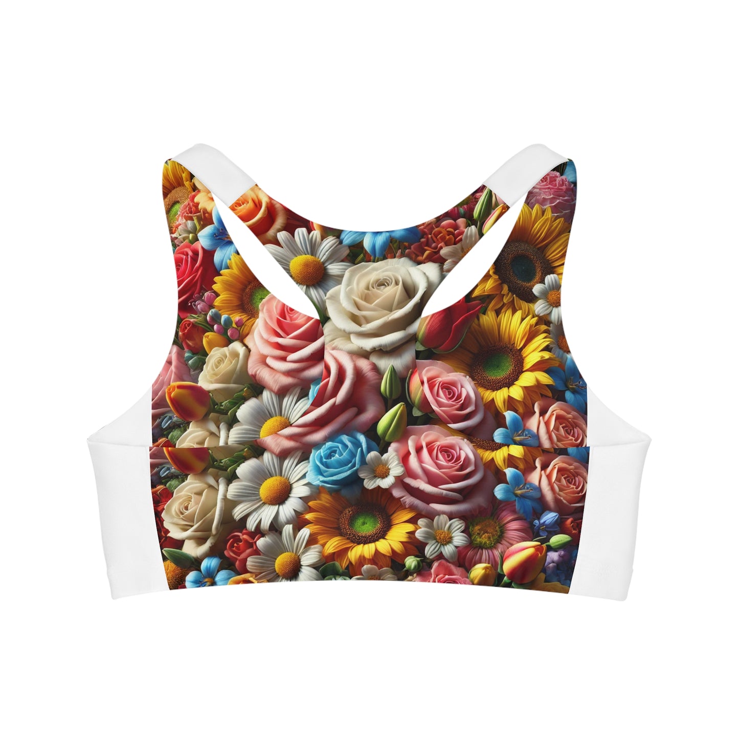 Floral Seamless Sports Bra - Vibrant Flower Print for Active Lifestyle