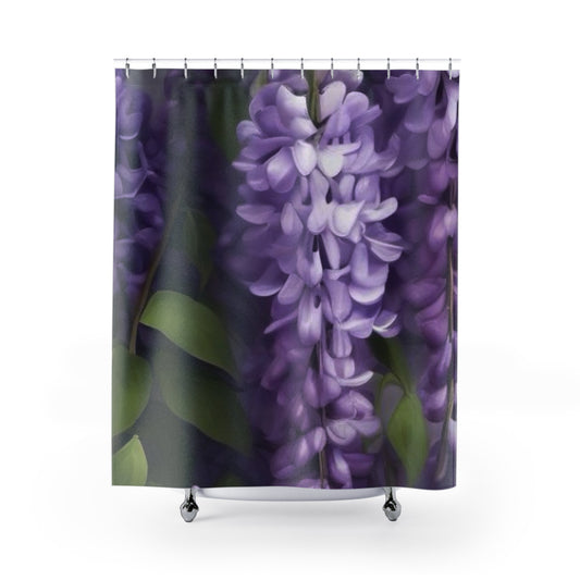 Elegant Floral Shower Curtain - Purple Blossoms Design for a Serene Bathroom Oasis