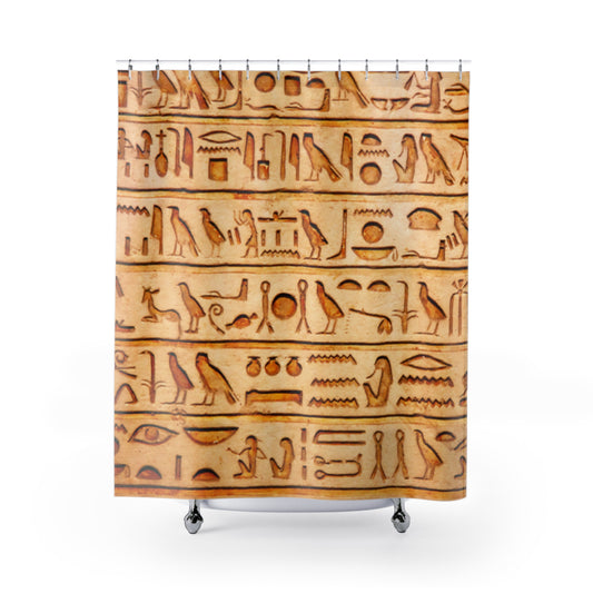 Egyptian Hieroglyph Shower Curtain - Ancient Style Bathroom Decor