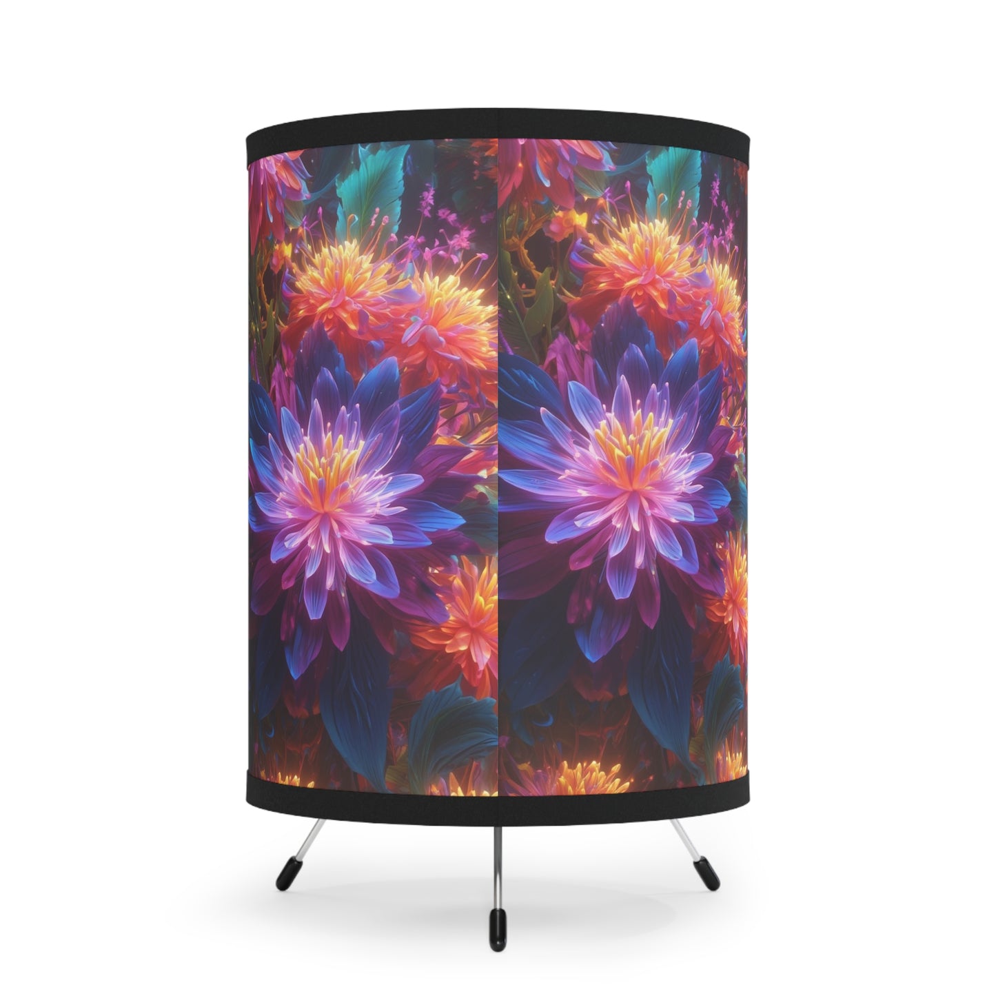 Vibrant Floral Tripod Lamp – High-Res Printed Shade for Home Decor
