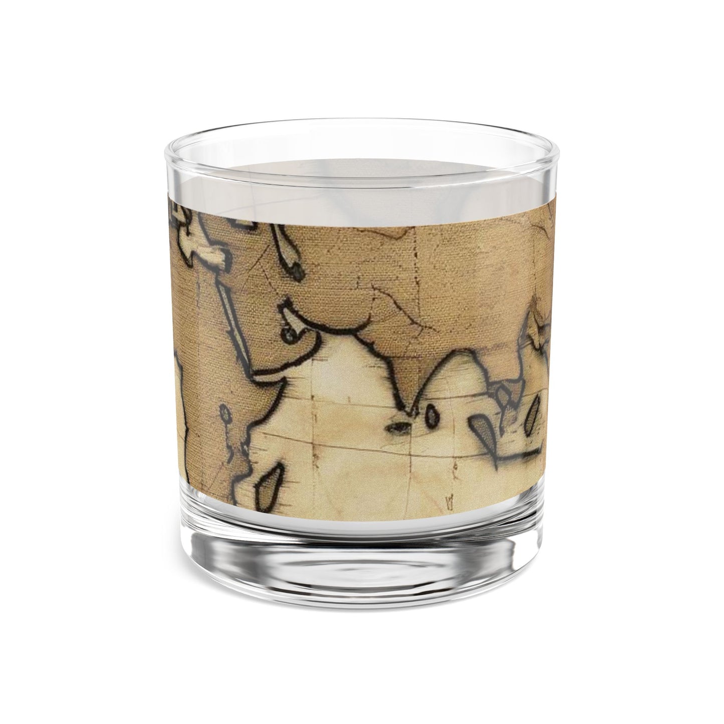 Vintage World Map Rocks Glass - 10oz - Perfect for Home Bars & Gift Giving