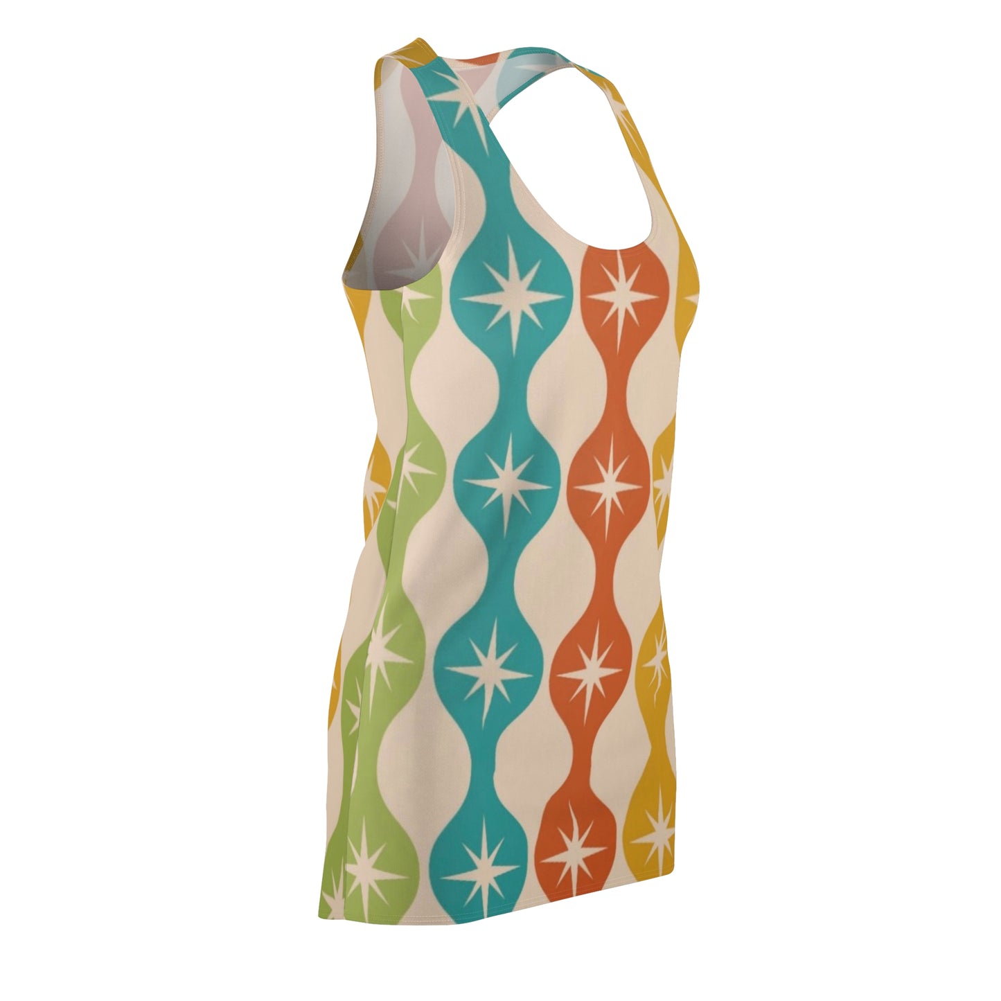 Retro Print Racerback Dress - Vibrant Summer Style for Women