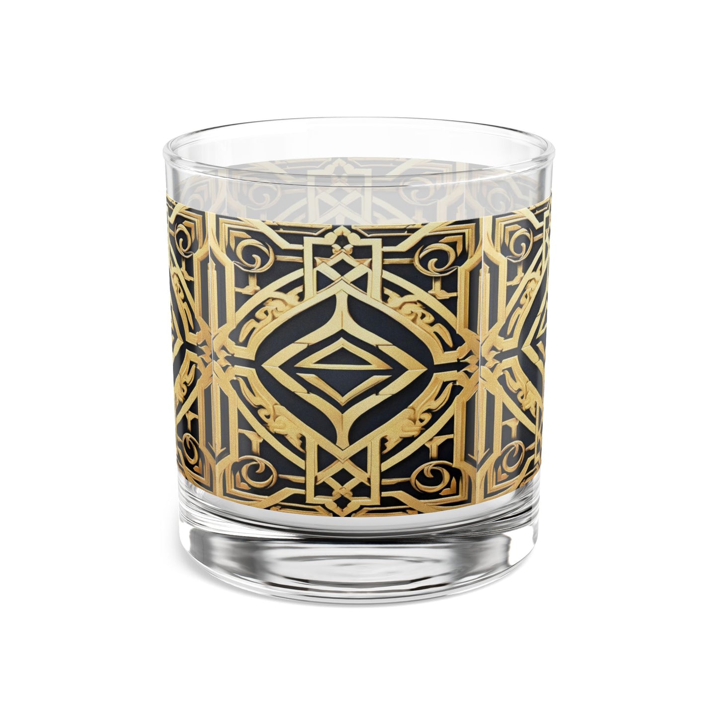 Elegant Gold Geometric Rocks Glass - Perfect for Cocktails & Special Occasions