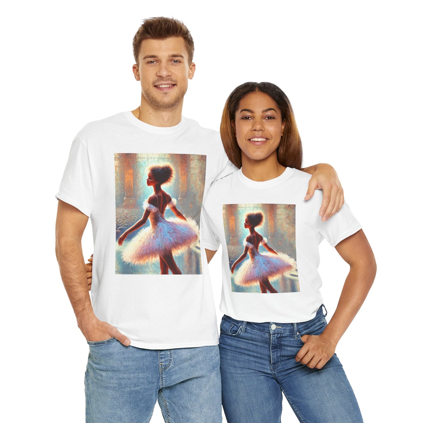 Elegant Ballerina Unisex Heavy Cotton Tee - Artistic Dance T-Shirt for Ballet Lovers