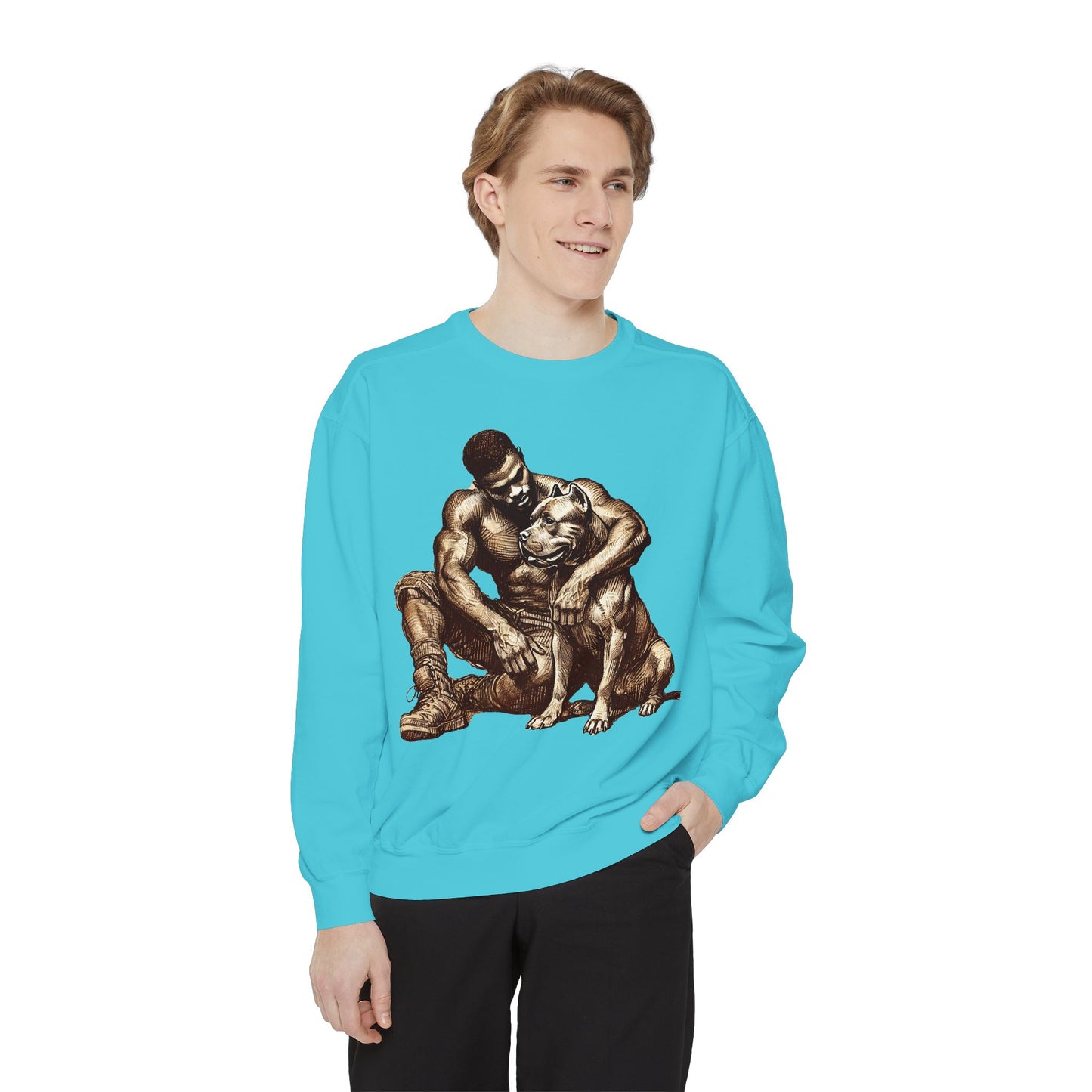 Embrace Sweatshirt - Comfortable Unisex Style Featuring Man and Dog Design