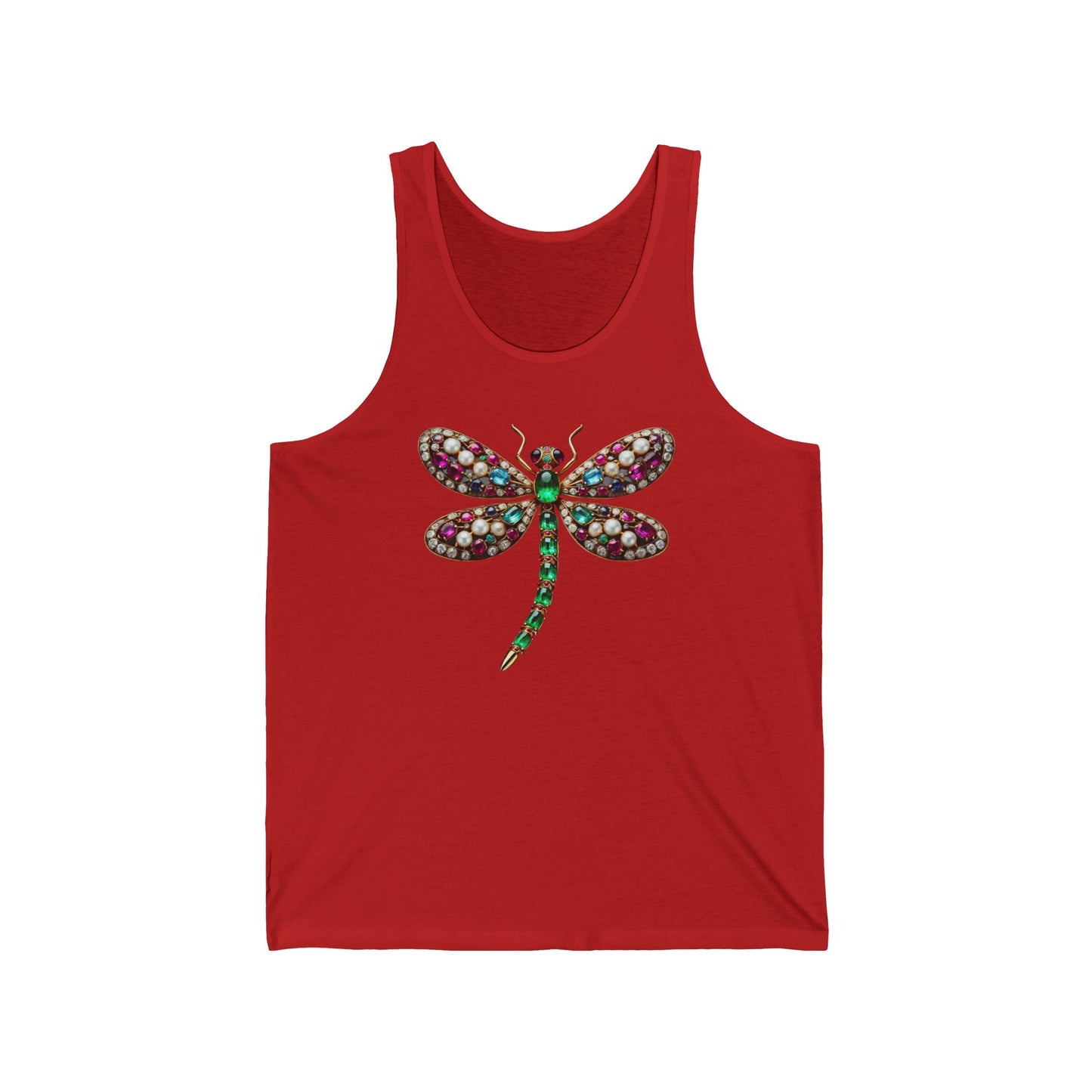 Dragonfly Jewel Unisex Jersey Tank - Colorful Gemstone Design