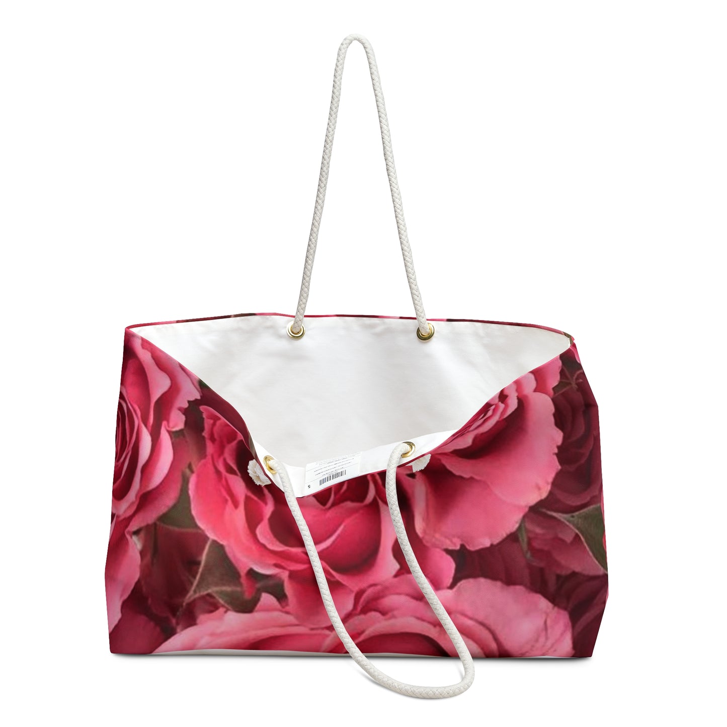 Floral Weekender Bag - Pink Roses Travel Tote for Weekend Getaways