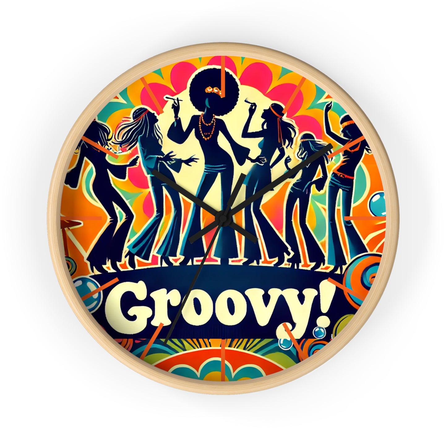 Groovy Retro Wall Clock - Vibrant 70s Dance Theme Decor