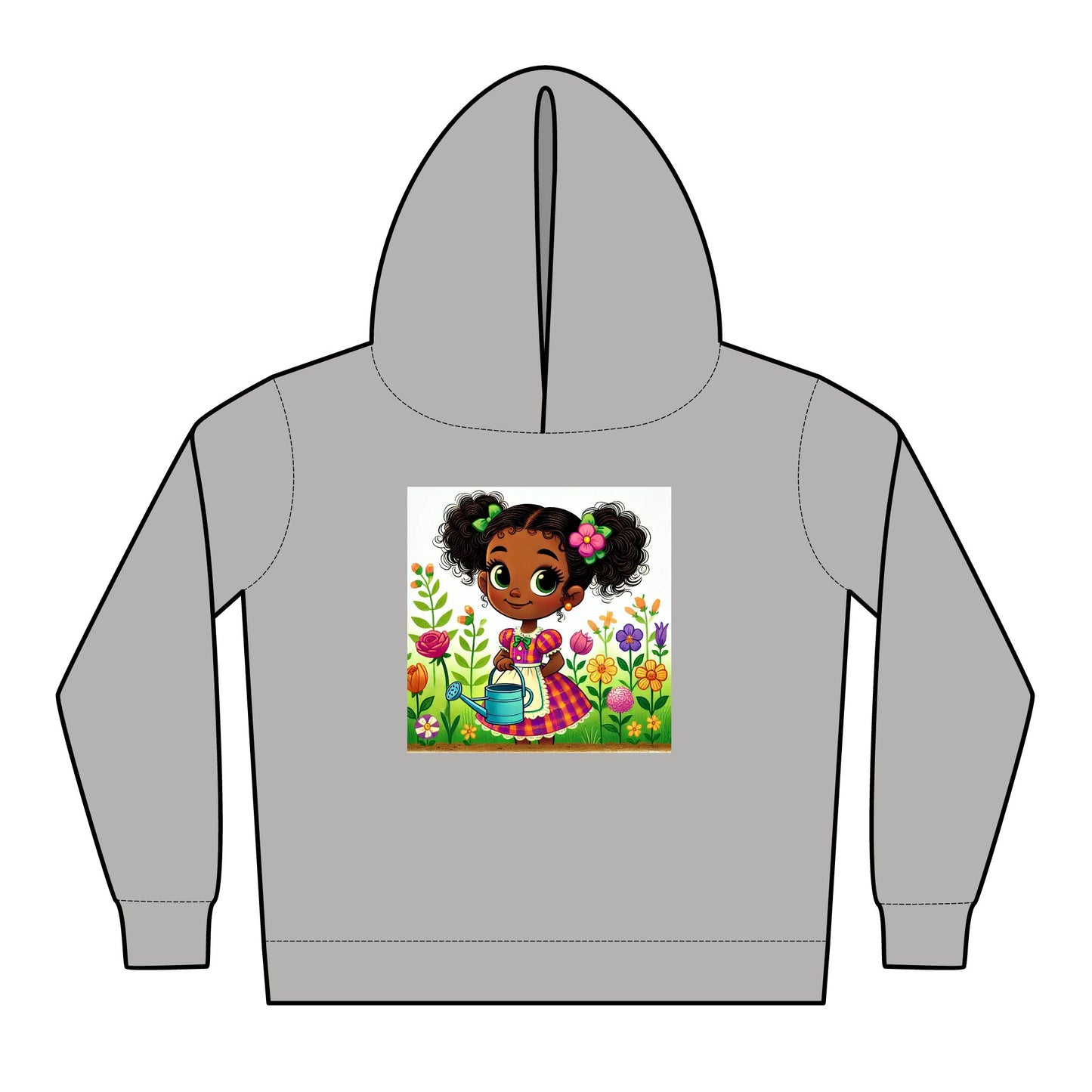 Kids' Fleece Hoodie - Cute Garden Girl Design
