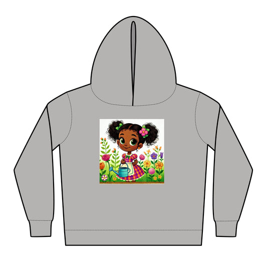 Kids' Fleece Hoodie - Cute Garden Girl Design