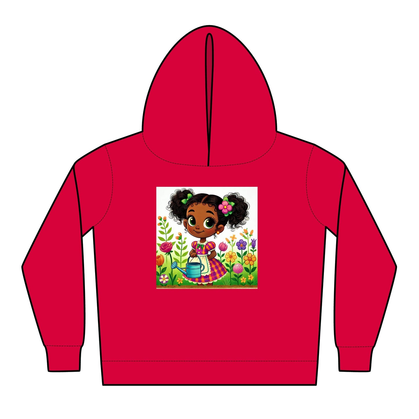 Kids' Fleece Hoodie - Cute Garden Girl Design