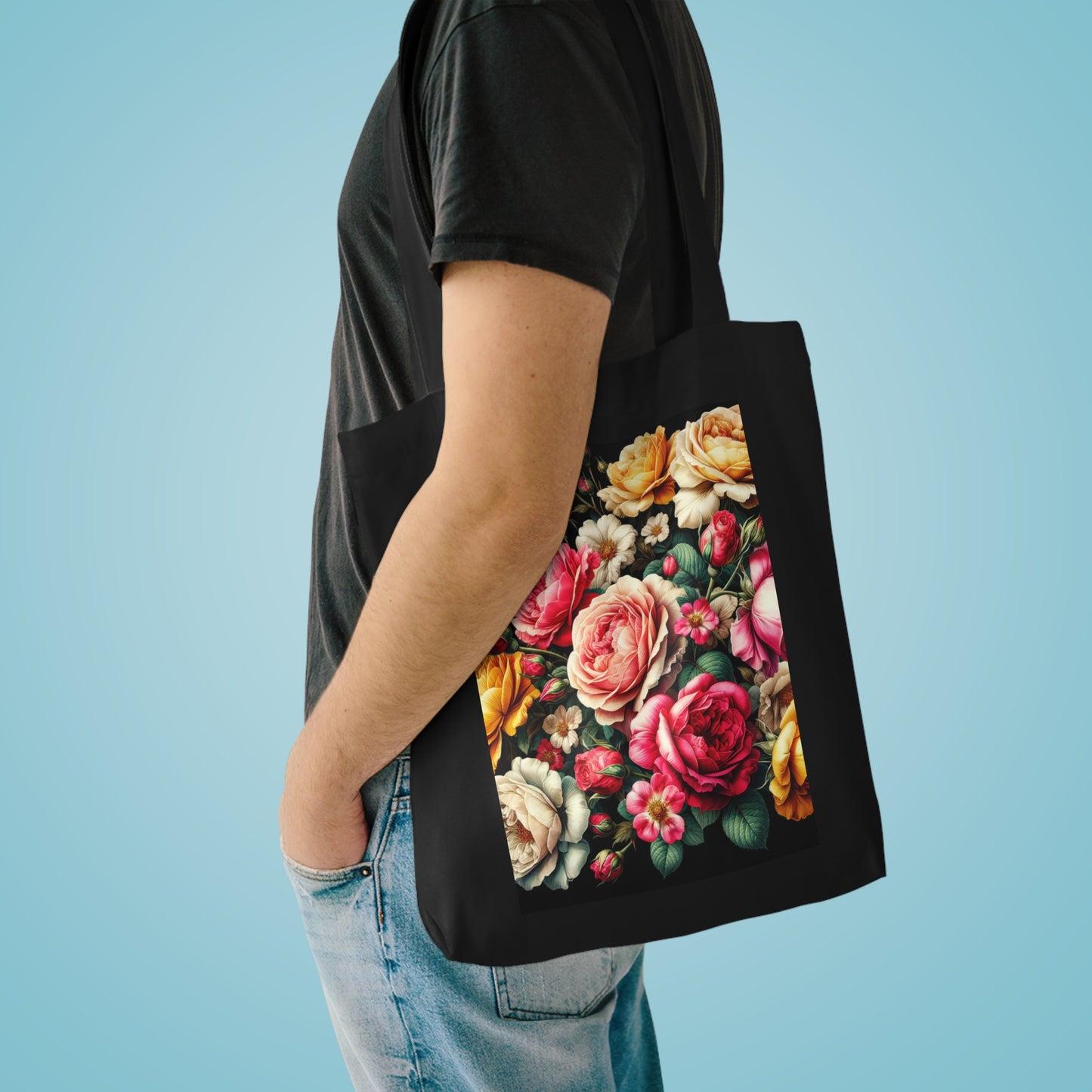 Elegant Floral Cotton Tote Bag for Everyday Use