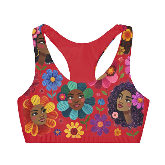 Vibrant Floral Sports Bra for Girls - Double Lined & Seamless Design