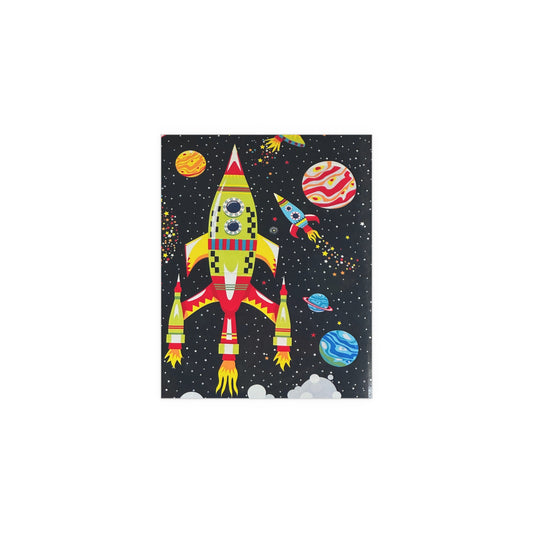 Colorful Rocket Space Silk Poster - Vibrant Cosmic Wall Art for Kids' Rooms