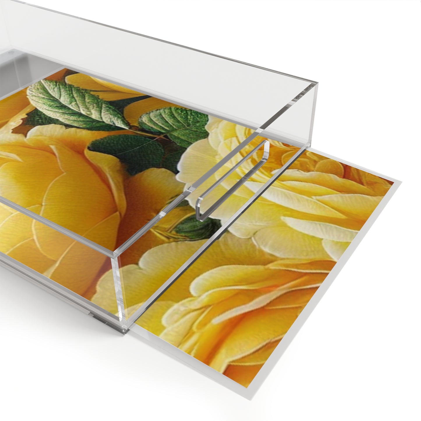 Elegant Yellow Rose Acrylic Serving Tray - Perfect for Entertaining and Home Decor