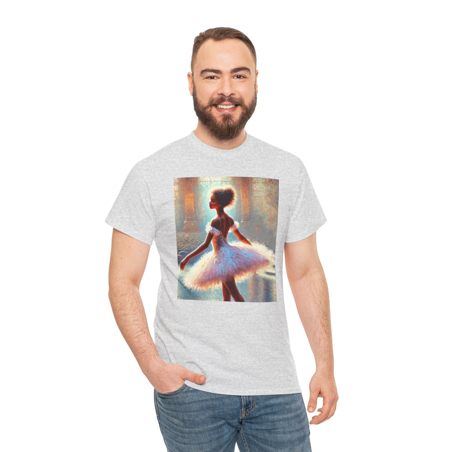 Elegant Ballerina Unisex Heavy Cotton Tee - Artistic Dance T-Shirt for Ballet Lovers