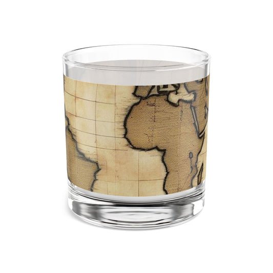 Vintage World Map Rocks Glass - 10oz - Perfect for Home Bars & Gift Giving