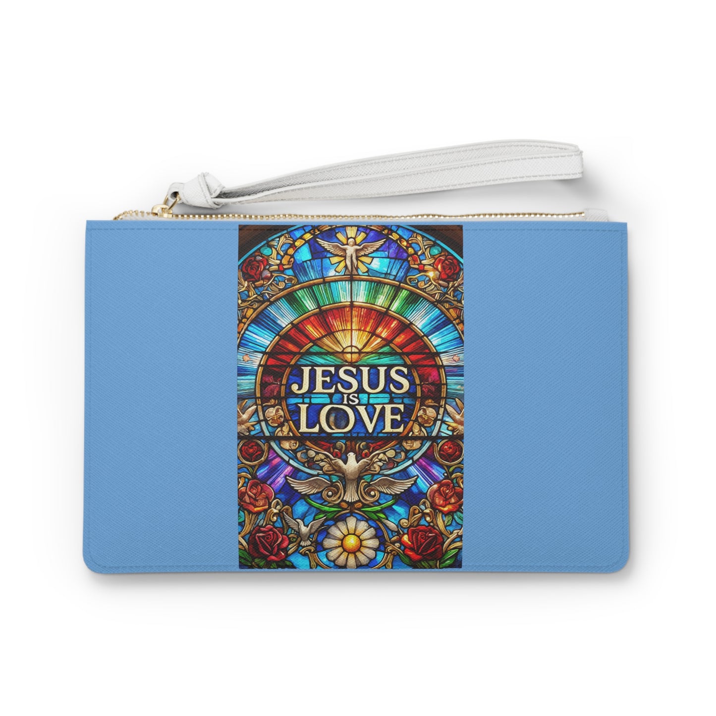 Stained Glass Clutch Bag - Jesus is Love - Faith-Inspired Accessory