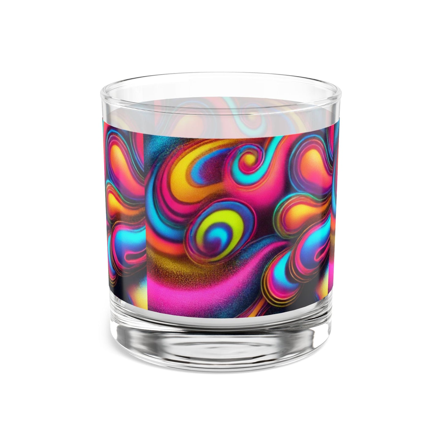 Vibrant Swirl Design Rocks Glass - 10oz Colorful Drinkware