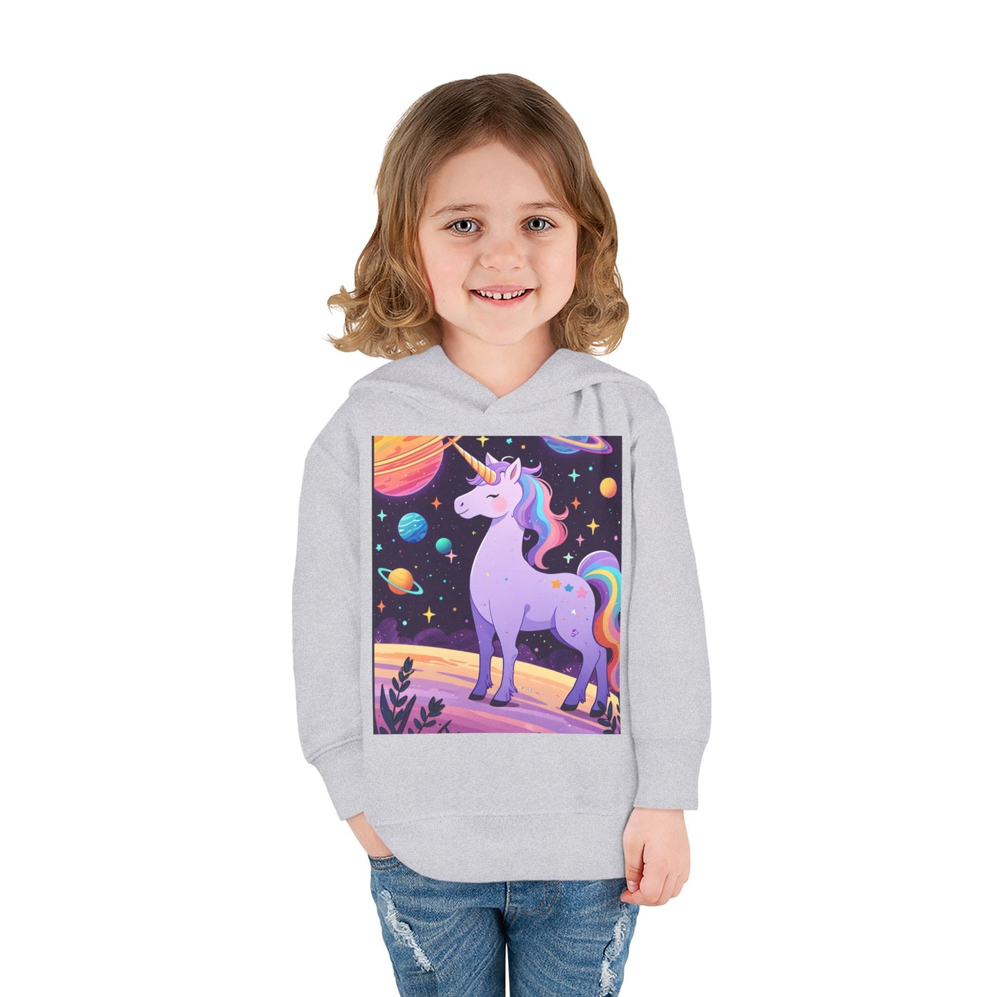 Magical Unicorn Toddler Fleece Hoodie - Cozy Space-Themed Pullover for Kids