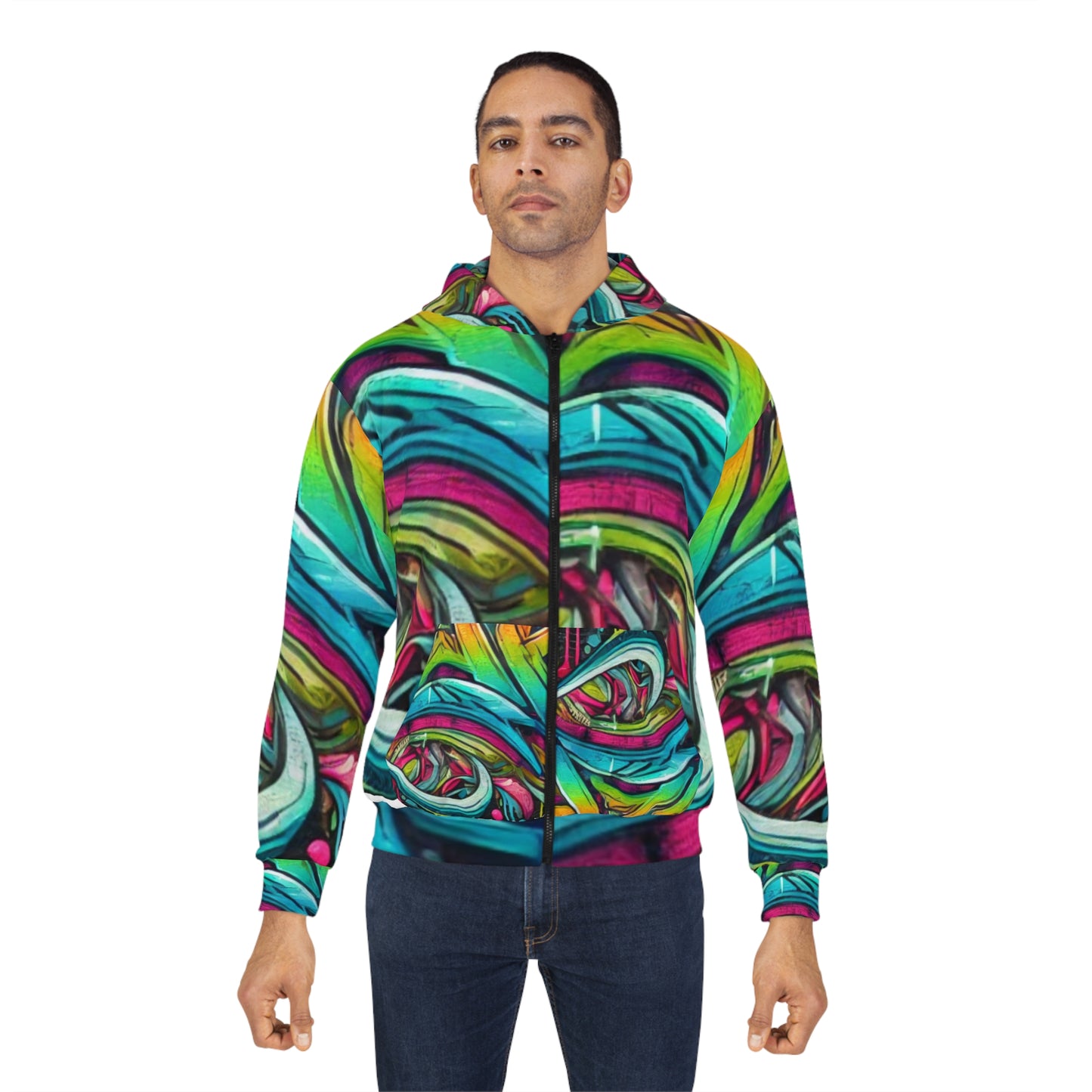 Vibrant Graffiti Unisex Zip Hoodie for Art Lovers