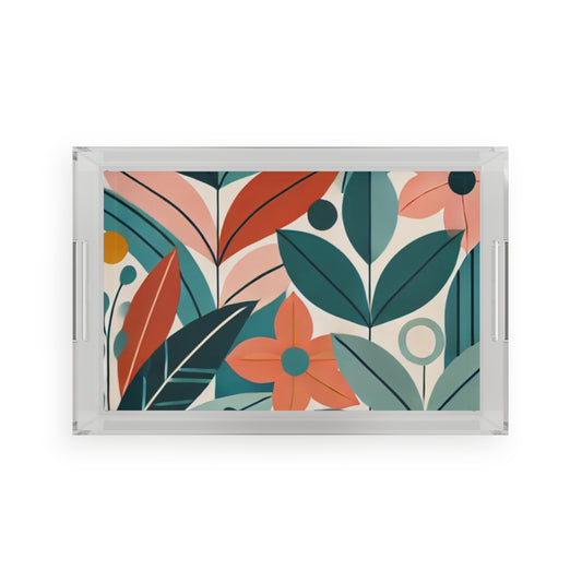 Vibrant Floral Acrylic Serving Tray - Perfect for Entertaining and Home Décor