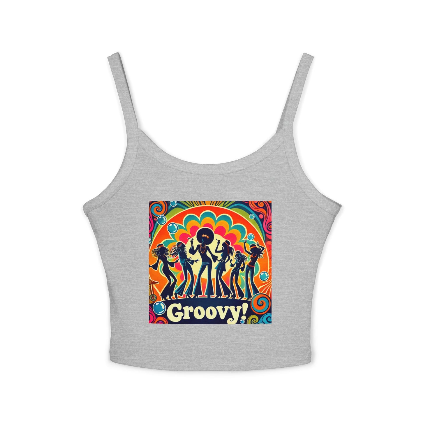 Groovy Women’s Spaghetti Strap Tank Top - Retro Style Summer Shirt
